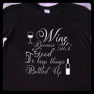 Handcrafted vinyl print wine bottled up tee